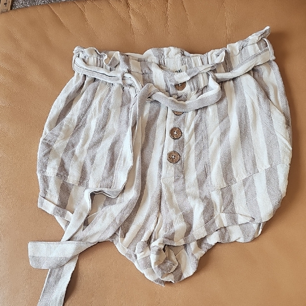 Striped Oatmeal and Cream Women Shorts, Ripcurl